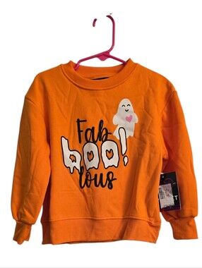 NWT! Pink Velvet Little Girl Orange Fab Boo Lous Halloween Sweatshirt 4